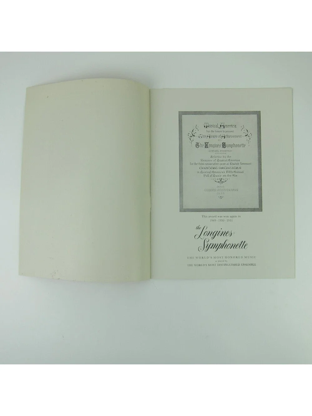 The Longines Symphonette Music Program Mishel Piastro Tour Booklet Vintage 1950s